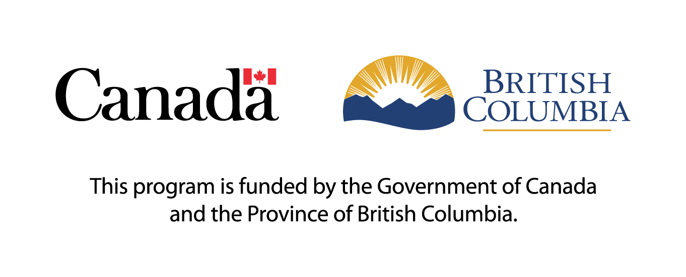 Logo of the Government of Canada alongside the logo of the Province of British Columbia, with a text indicating funding support for a program.